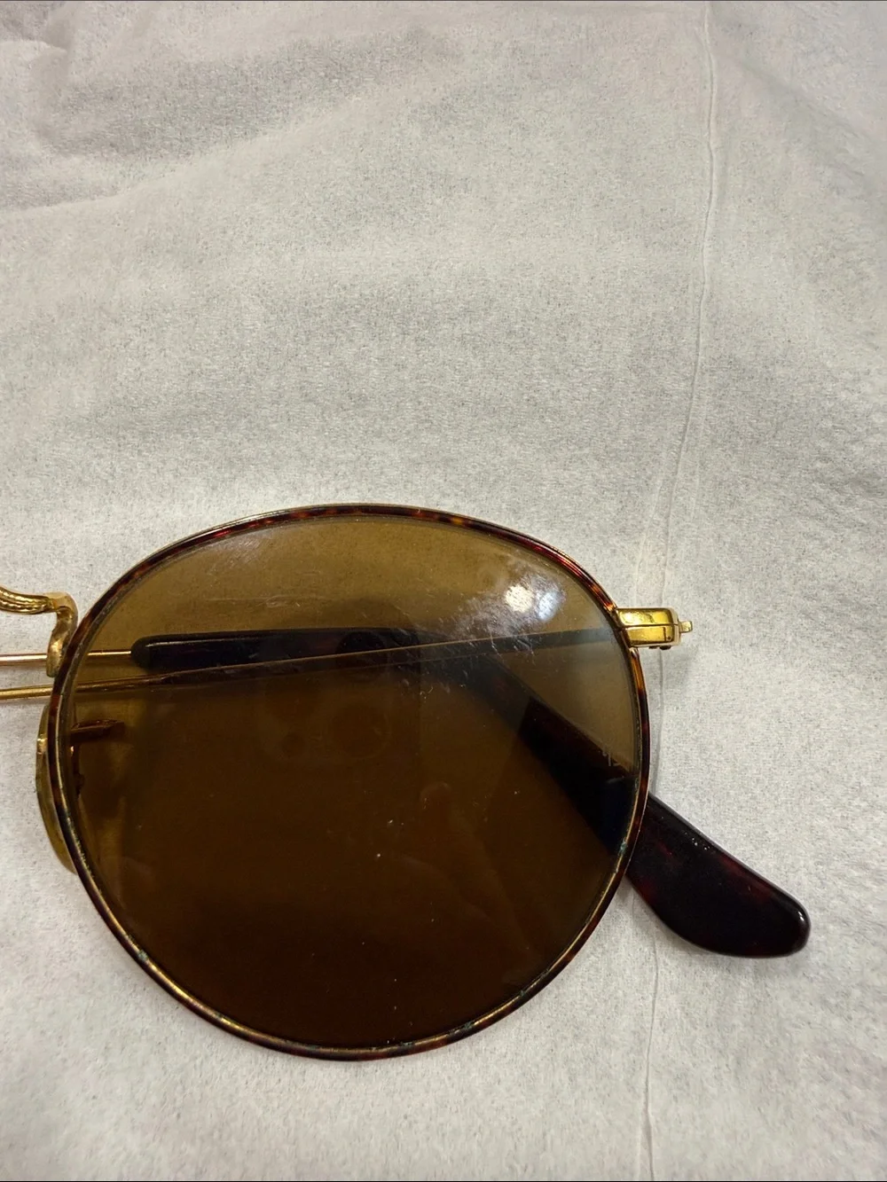 Vintage Ray-Ban Gold and Tortoise Frame Sunglasses with Brown Lenses